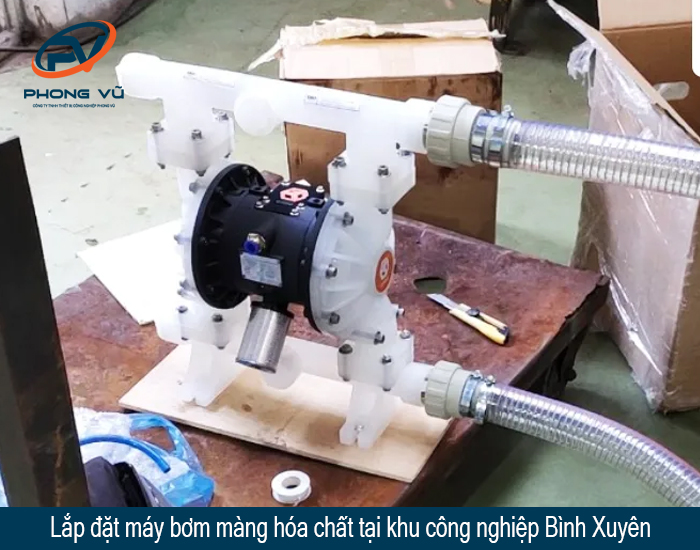 Lắp đặt máy bơm màng hóa chất tại khu công nghiệp Bình Xuyên